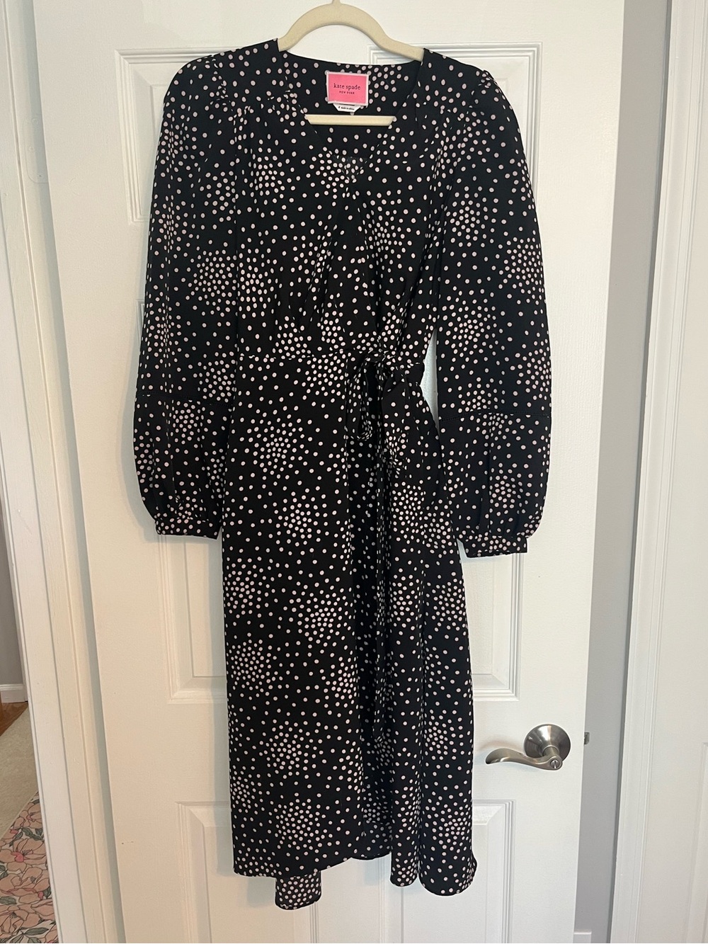 kate spade Black with White Polka Dot Midi Wrap Dress